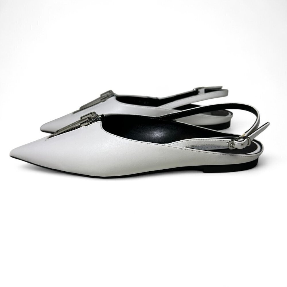 Stella McCartney White Zipit Slingback Flats EU 37 NWOT - Picture 13 of 16